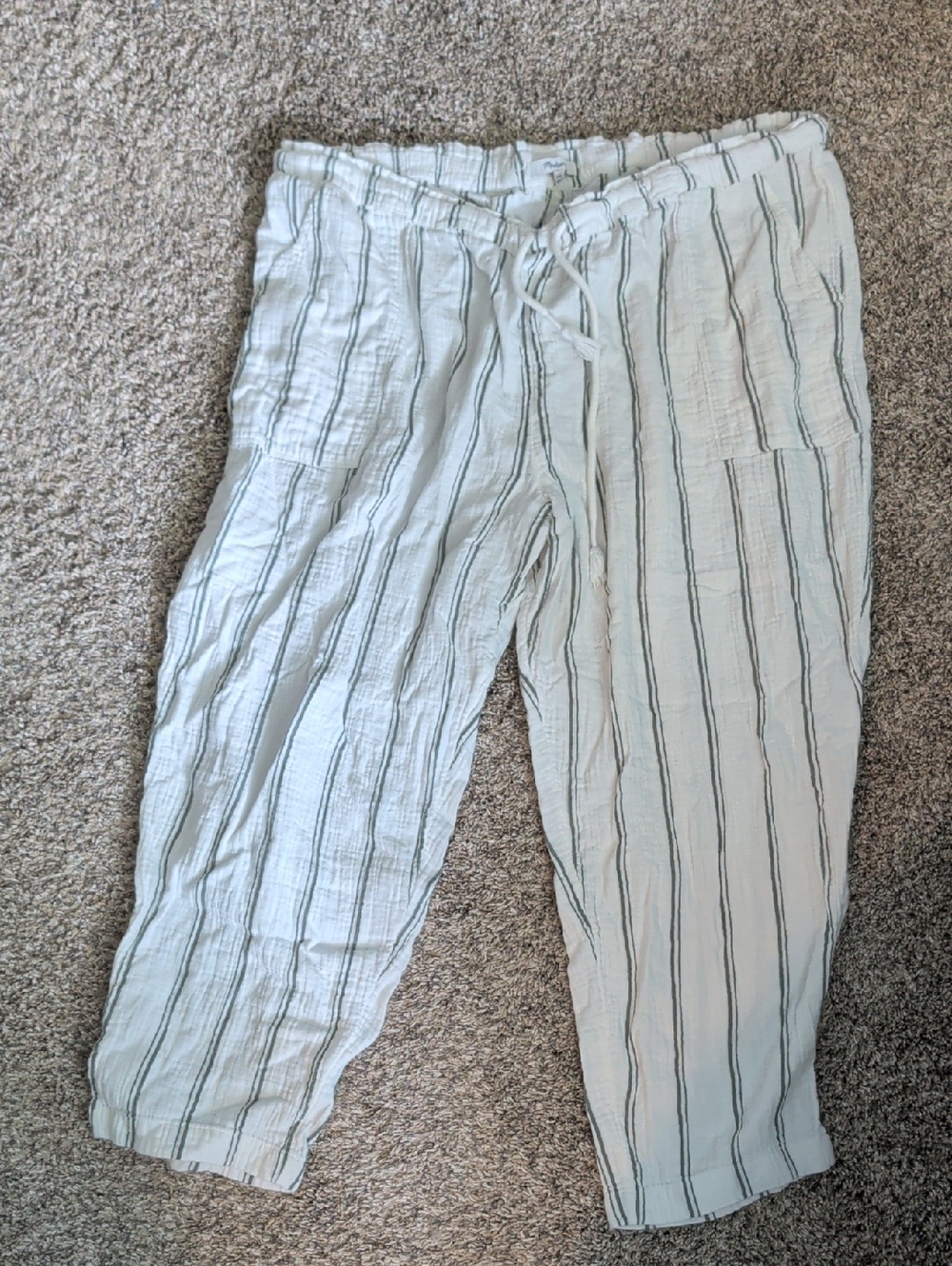 Madewell White Pants with Black Stripe Detail